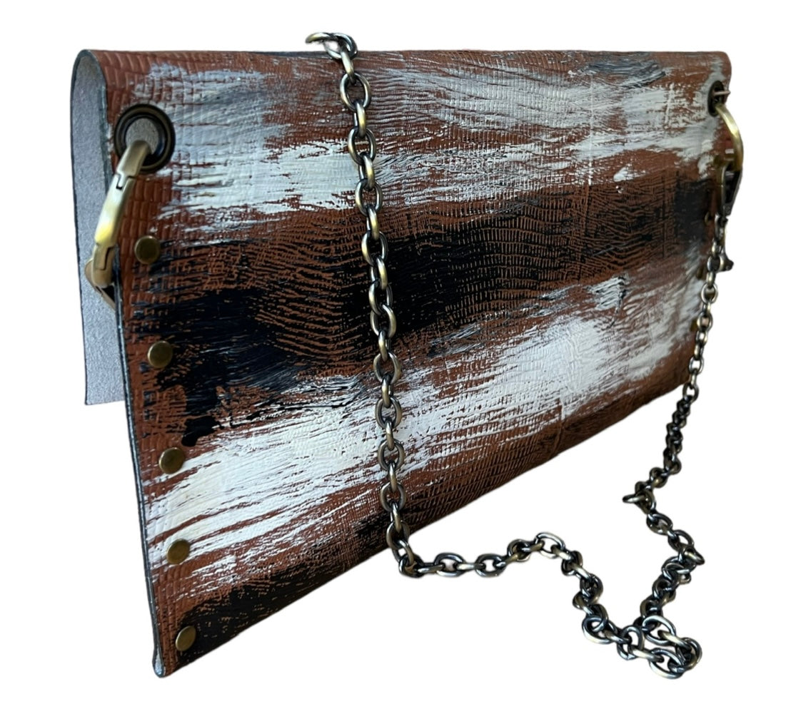 Hand-Painted Leather Clutch