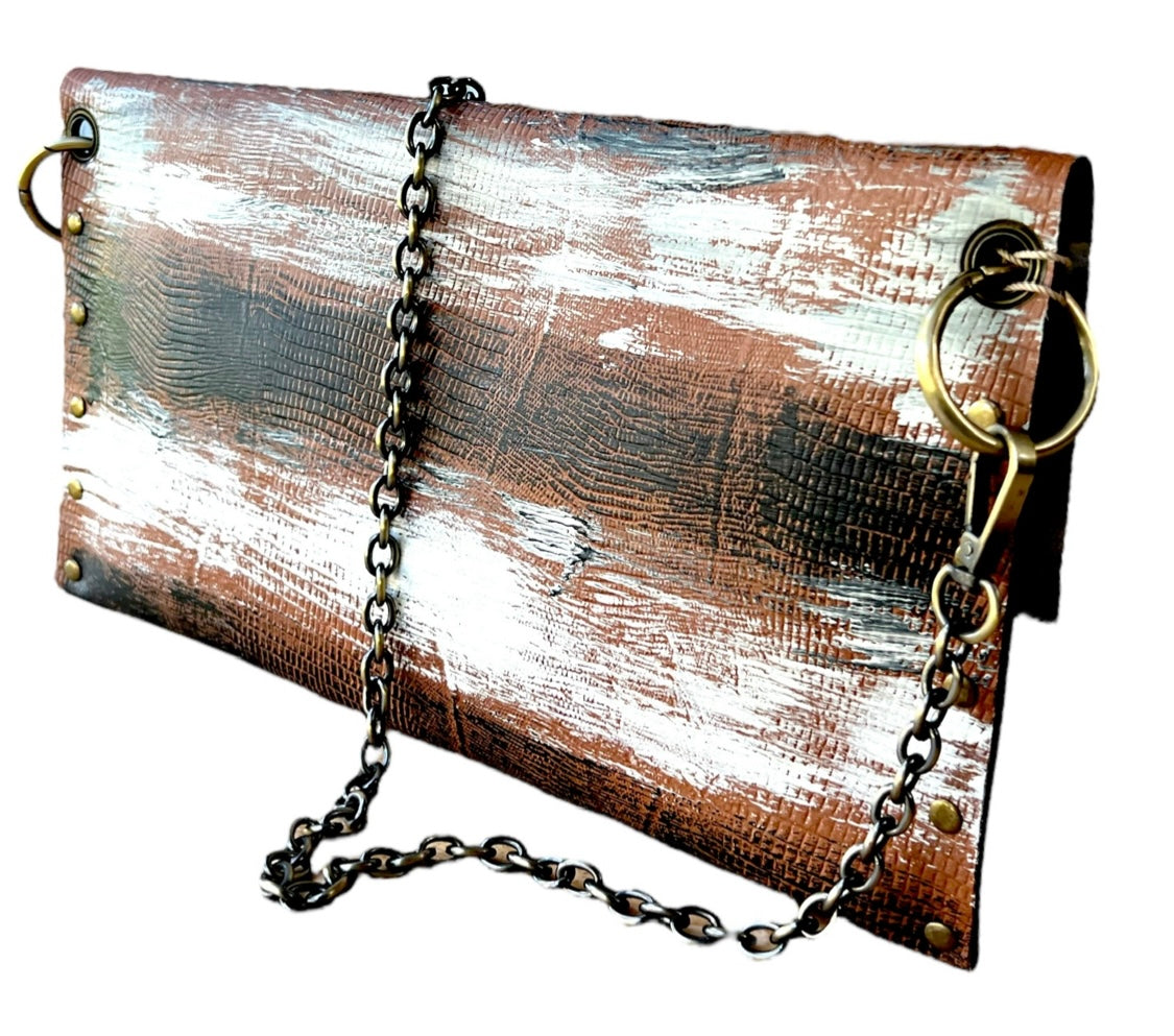 Hand-Painted Leather Clutch