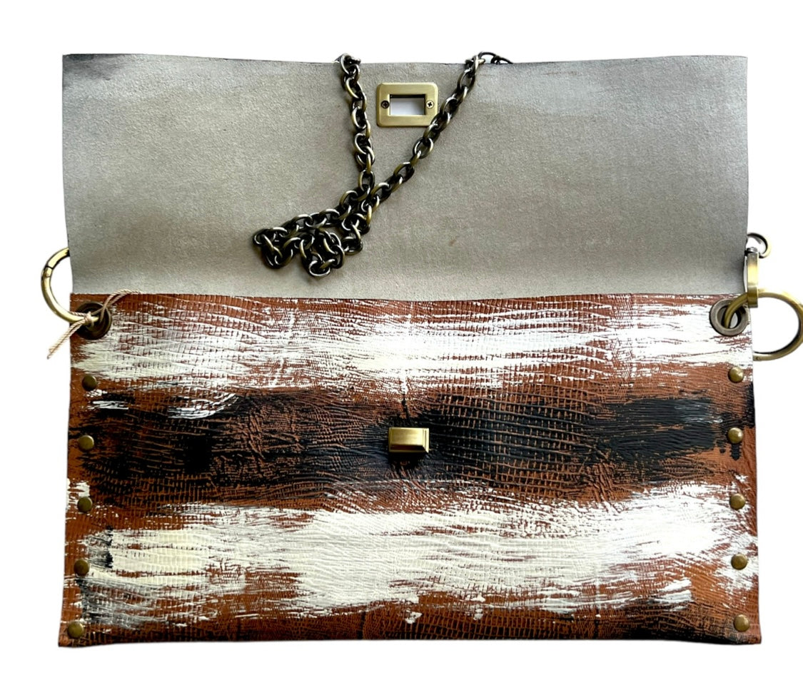 Hand-Painted Leather Clutch