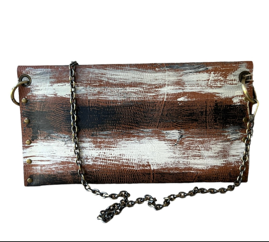 Hand-Painted Leather Clutch