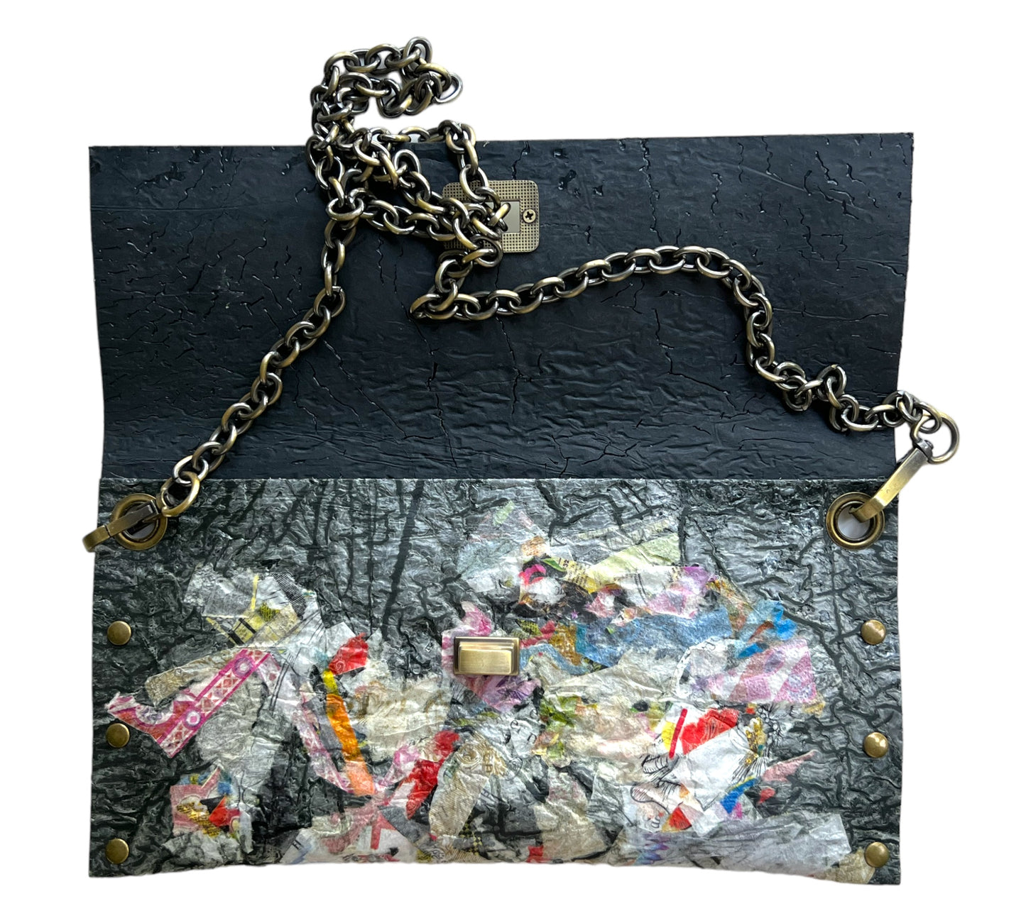 Vegan Handbag Recycled - Decoupaged