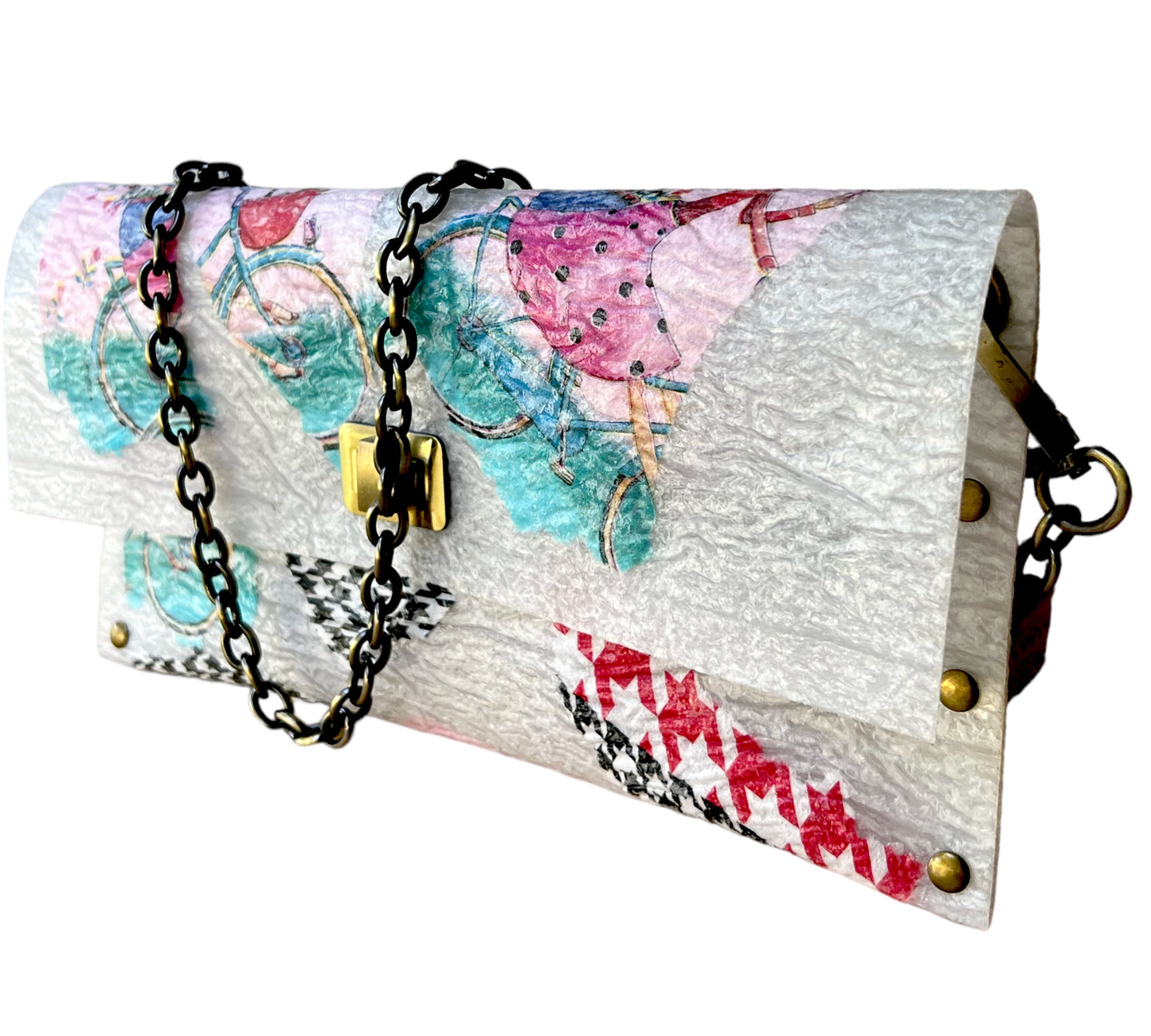 White Recycled Crossbody, Abstract Design