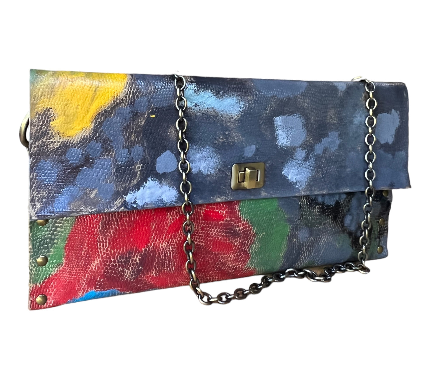 Leather Hand-Painted Abstract Crossbody