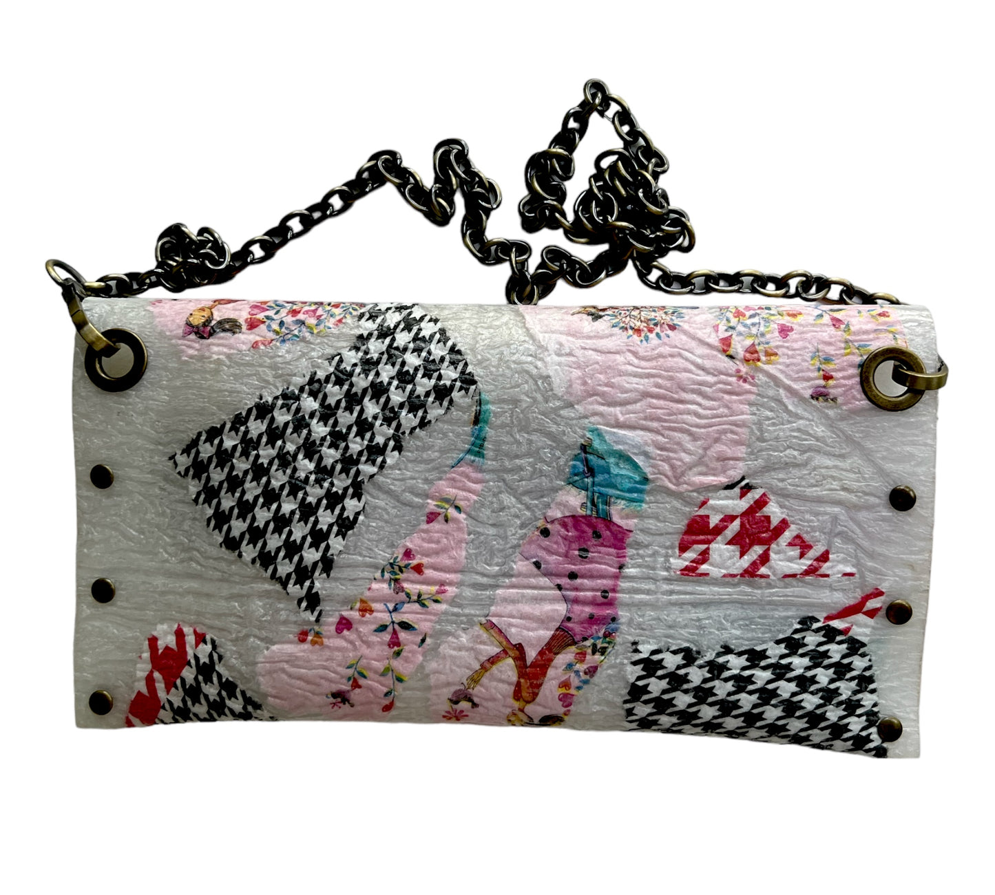 White Recycled Crossbody, Abstract Design