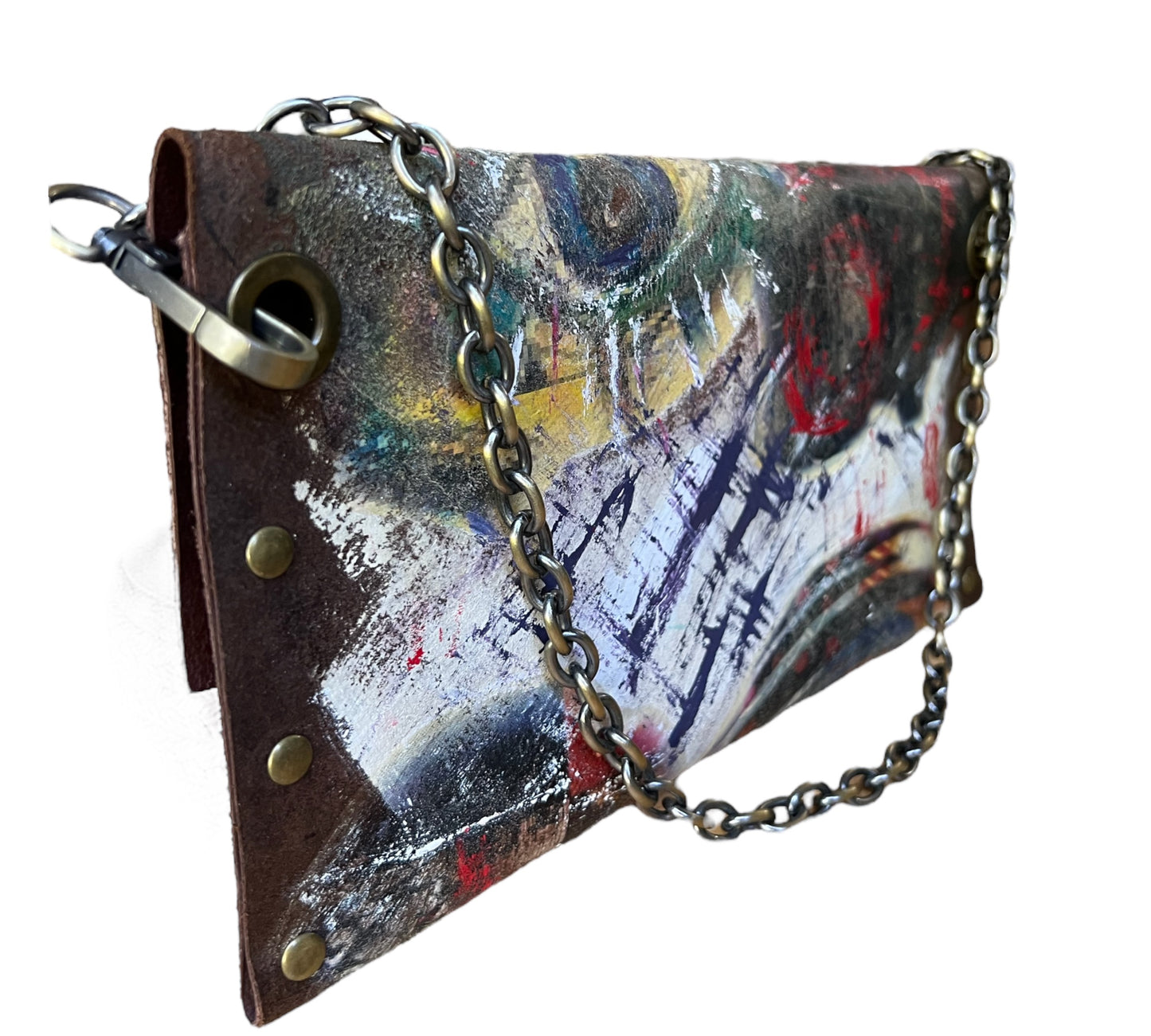 Brown Suede Embellished with Abstract Painting