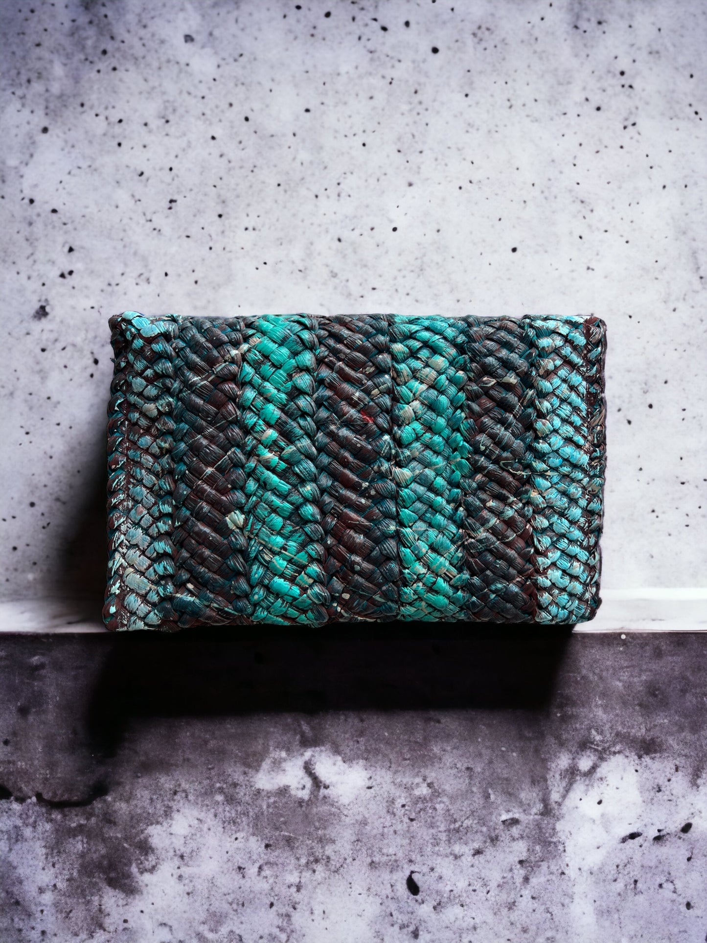 Turquoise Straw Clutch Envelope
