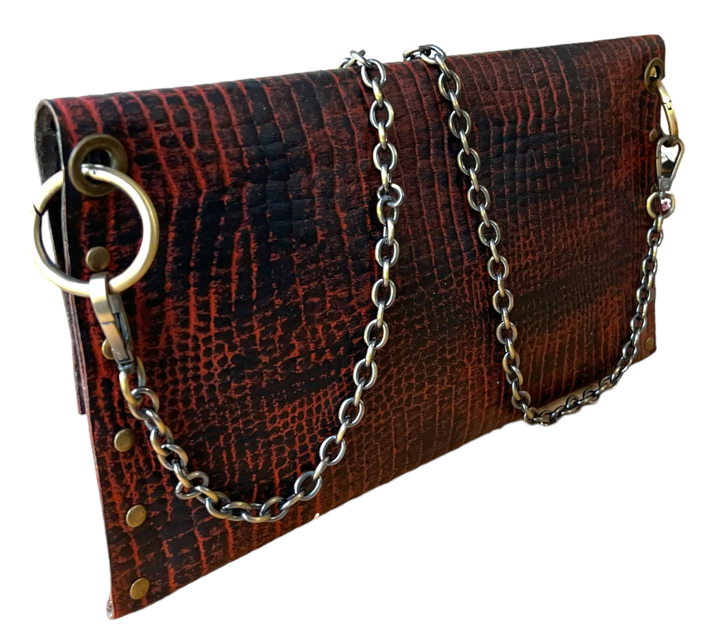 Brown Leather Crossbody Hand Painted Leather Bag