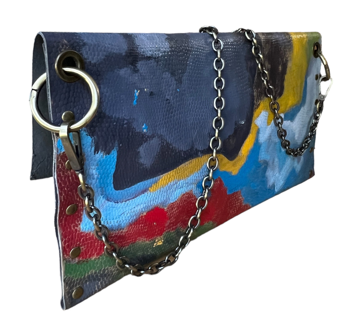 Leather Hand-Painted Abstract Crossbody