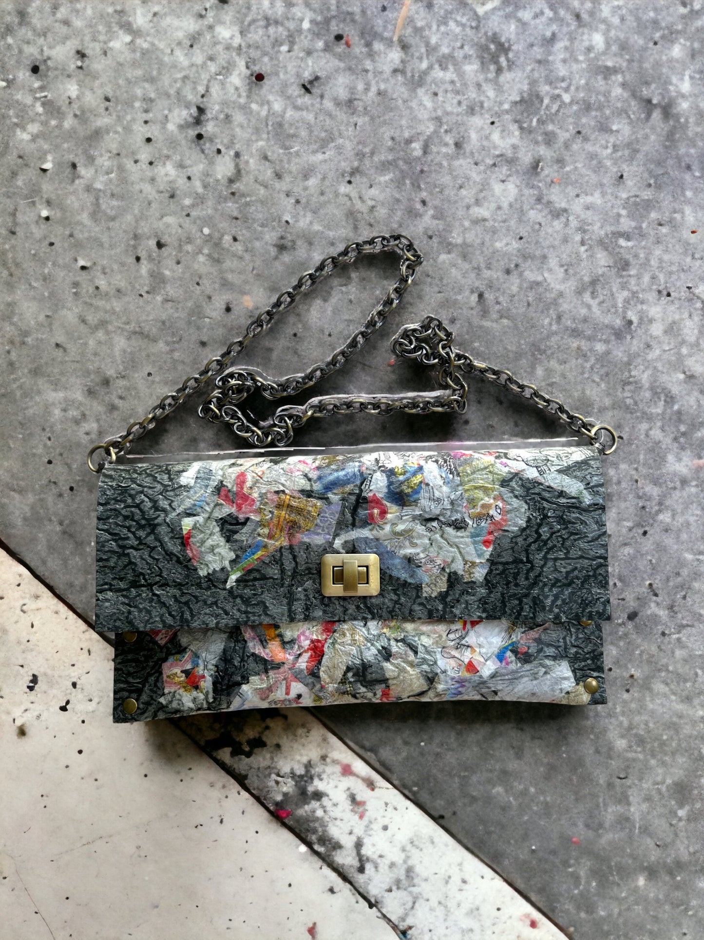 Vegan Handbag Recycled - Decoupaged